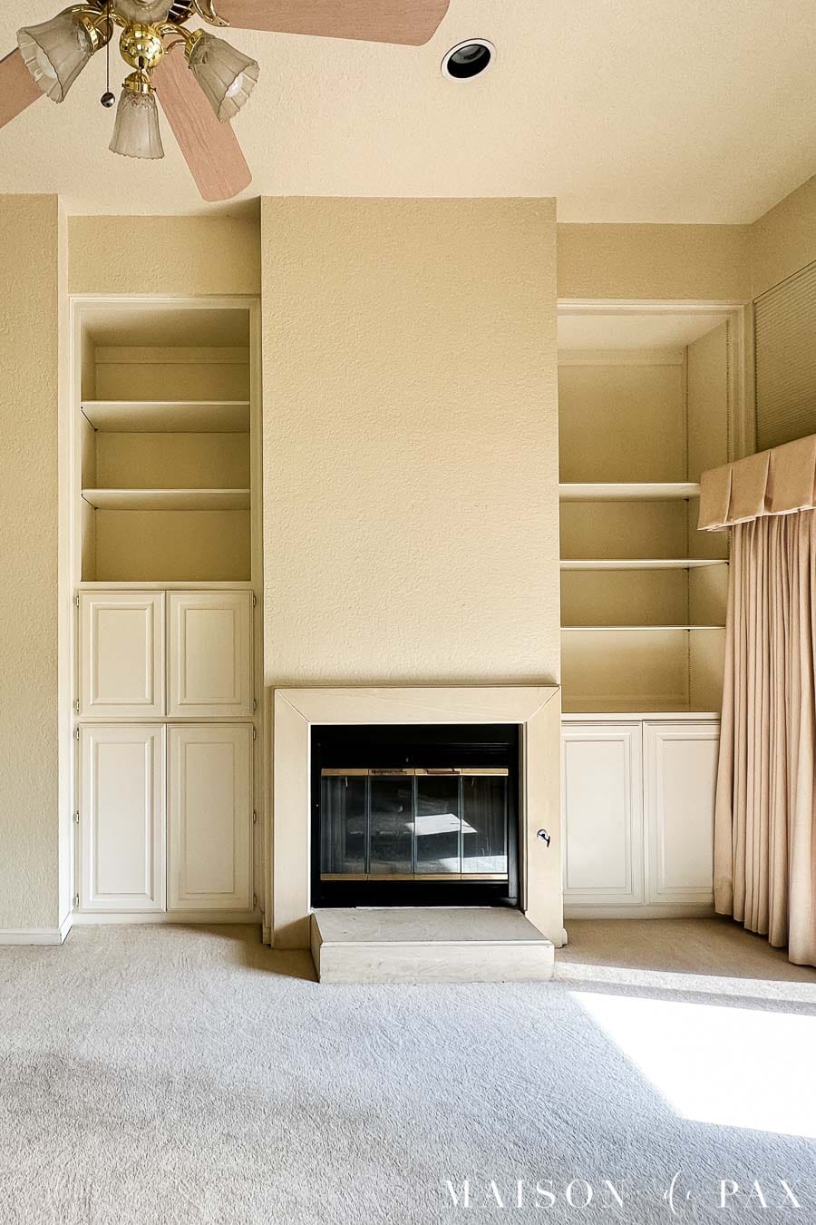 80's fireplace and bookcases before makeover