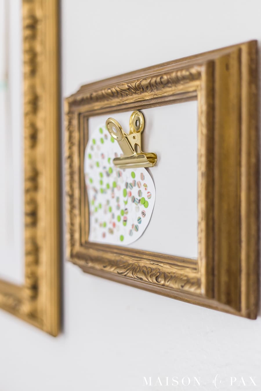 gold frame with clip for displaying artwork | Maison de Pax