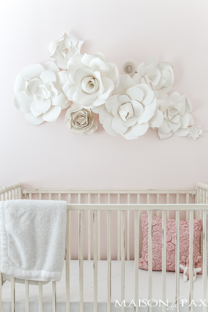 Paper Flower Wall Art in the Nursery