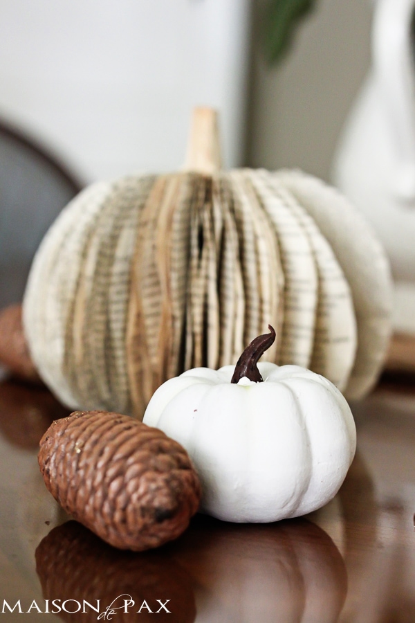 White pumpkin and faux paper pumpkin- Maison de Pax