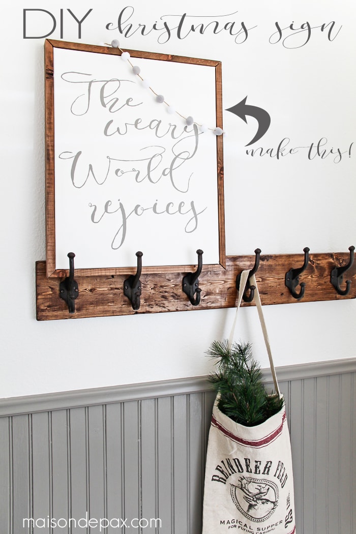 DIY Christmas sign: learn how to make your own beautiful hand painted sign on canvas framed with a simple wooden frame | aiweb9ygdry.cmersite.com