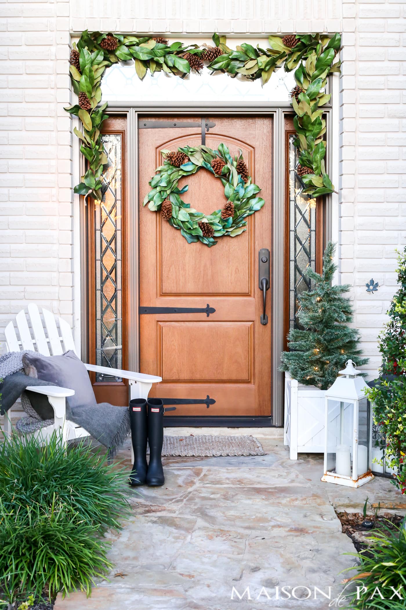 Classic Southern Magnolia Christmas Front Porch