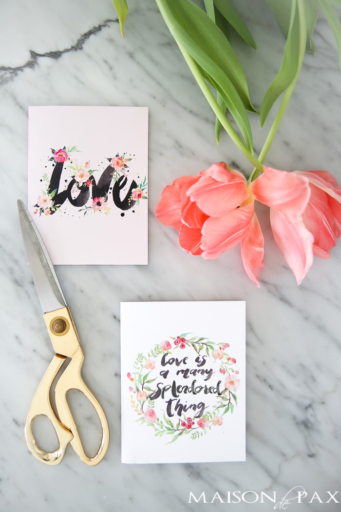 Free Printable Valentines Cards: Love in Watercolor