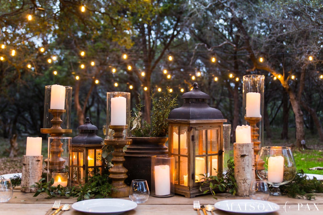 rustic elegant outdoor dining tablescape | maison de Pax