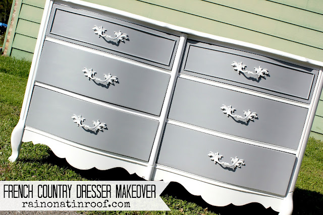 French Country Dresser Makeover with Homemade Chalk Paint  rainonatinroof.com