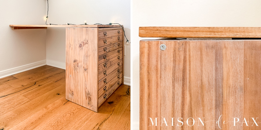 secure desktop to base using 3M strips | Maison de Pax