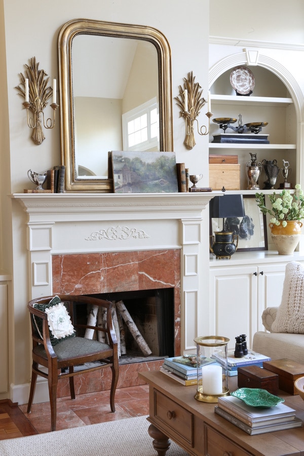 French Country Winter Mantel