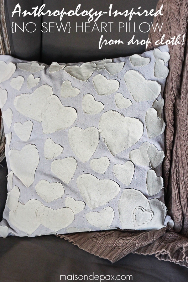 Anthropologie inspired NO SEW heart pilllow from drop cloth | aiweb9ygdry.cmersite.com #knockoff #valentines