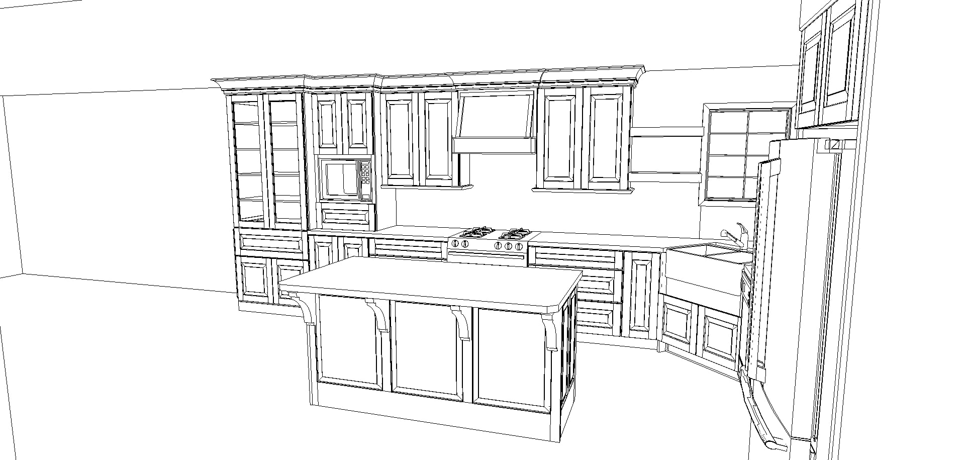 kitchen cabinet plans for a classic kitchen with island and open shelving with Kraftmaid | Maison de Pax