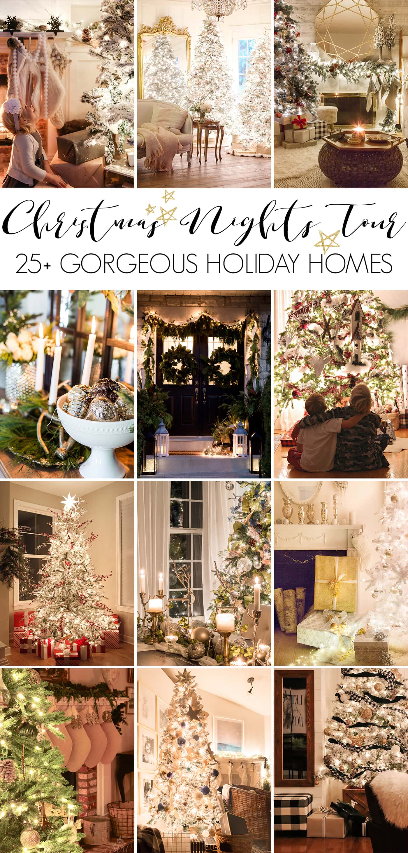 Christmas nights tour hosted by aiweb9ygdry.cmersite.com: gorgeous Christmas lights at night in these 25+ home tours #christmasnightstour #holidayhometour #christmaslights