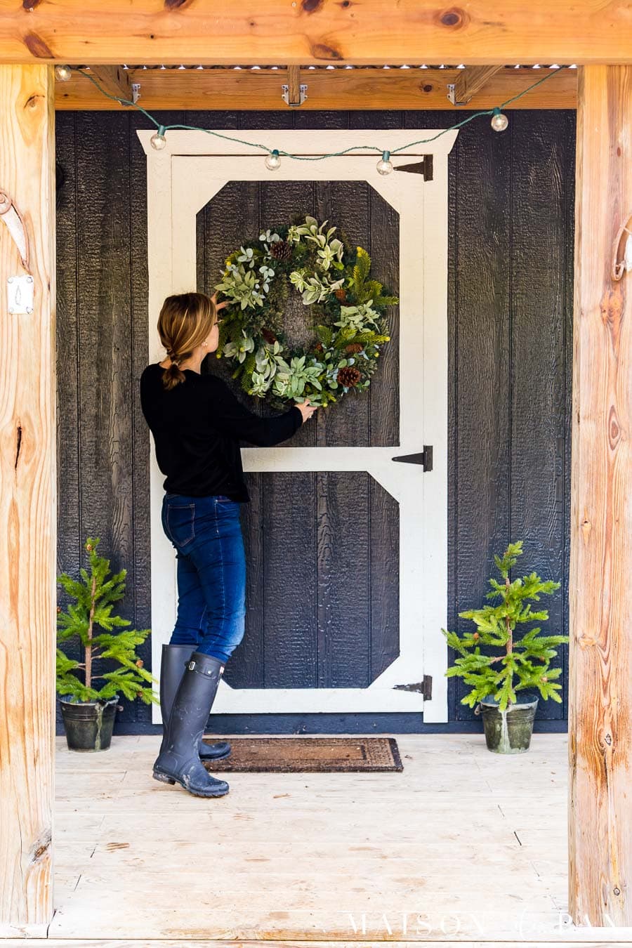 Christmas Farmhouse Porch: Tiny House Edition