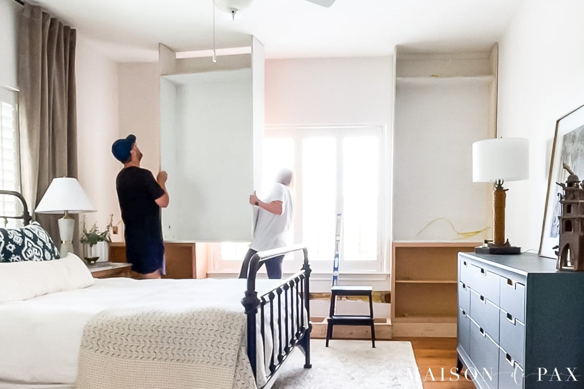 installing bookcases to create window seat