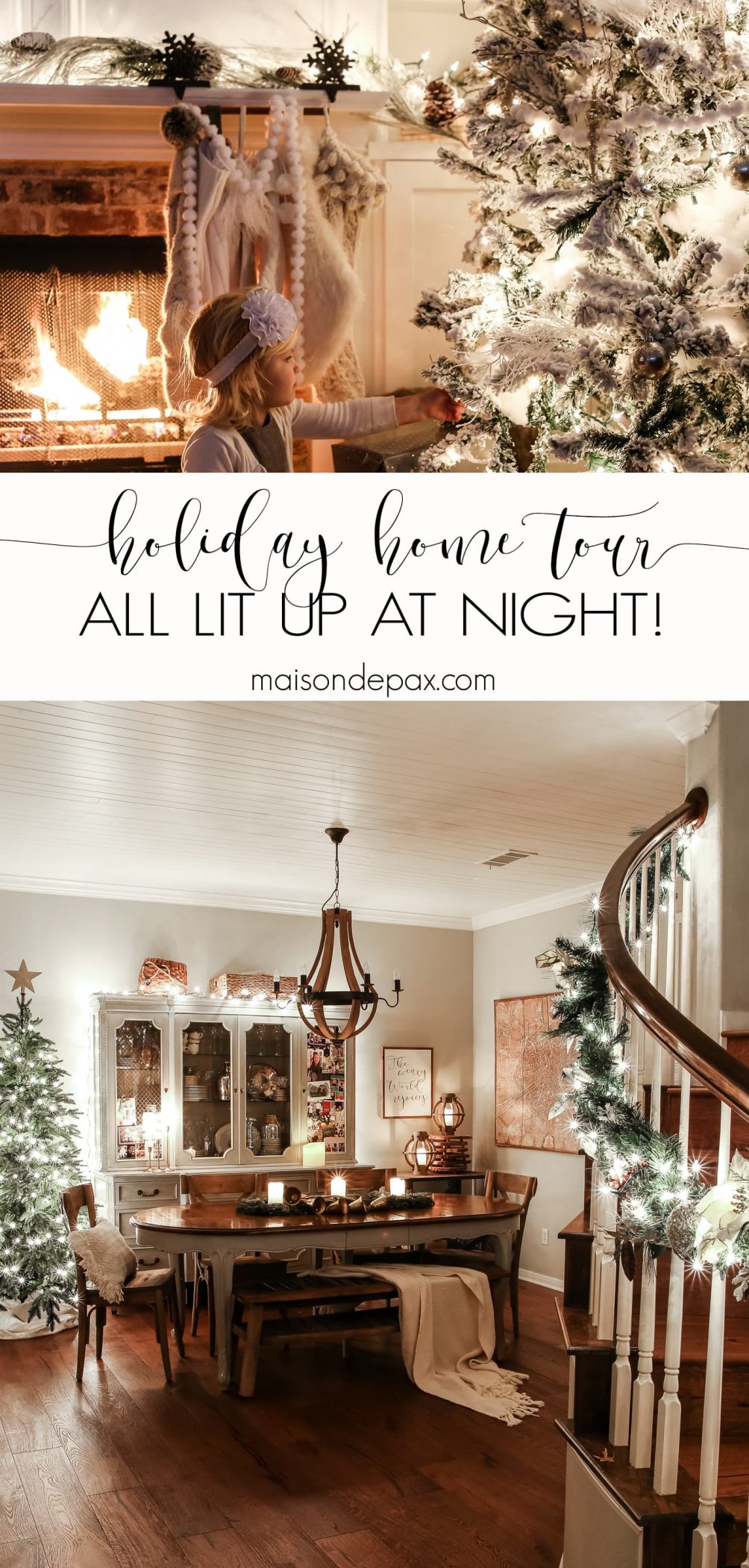 gorgeous Christmas lights at night in these 25+ home tours #christmasnightstour #holidayhometour #christmaslights