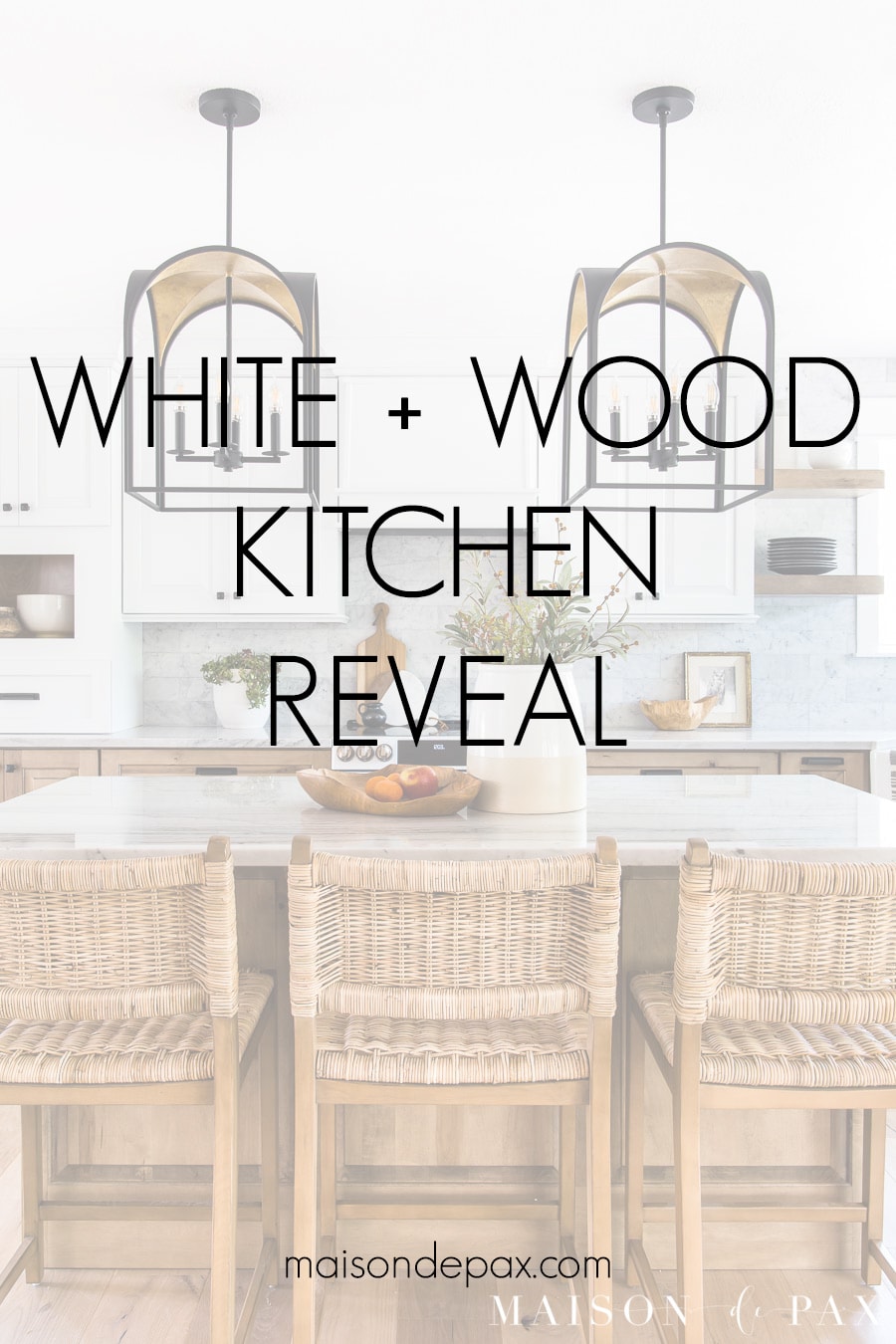 white and wood kitchen reveal