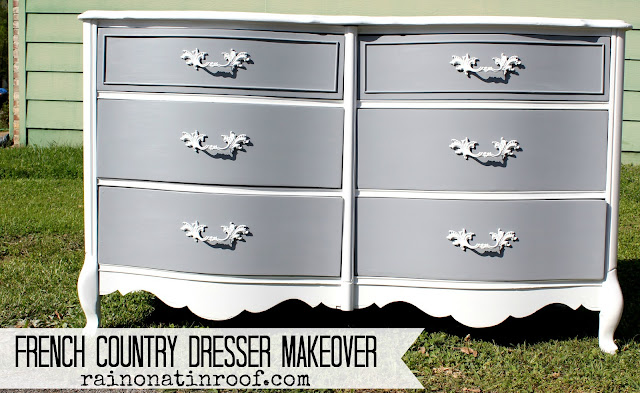 French Country Dresser Makeover with Homemade Chalk Paint  rainonatinroof.com