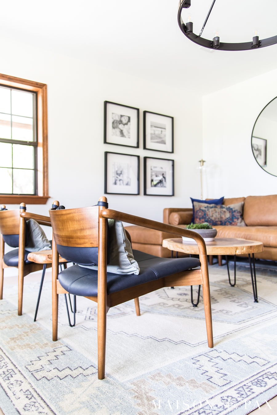 mid century modern wood and leather chairs | Maison de Pax