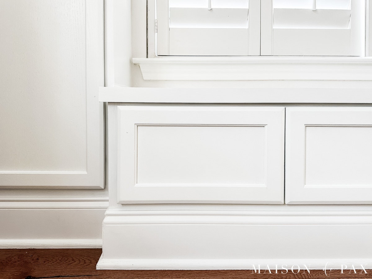 baseboards and quarter round to finish out diy window seat bench