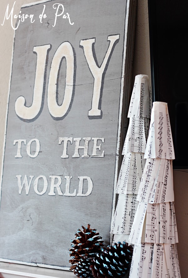 blue christmas mantel joy sign