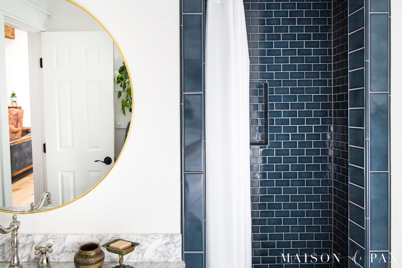 blue shower tile