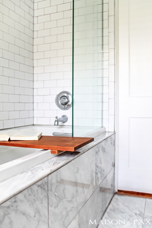 DIY Tub Shelf (tile and doorway)