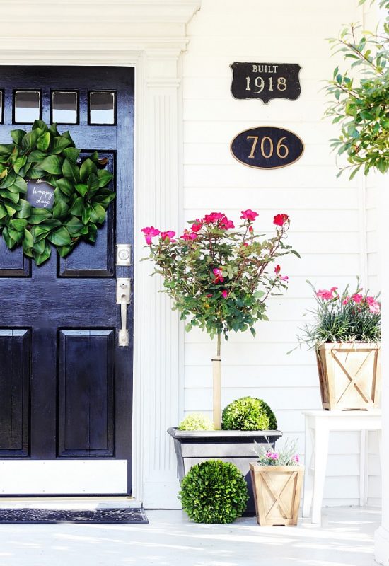 Classic white and black front porch- Maison de Pax