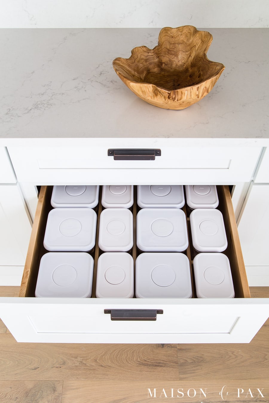 oxo canister organizer in kitchen drawer | Maison de Pax