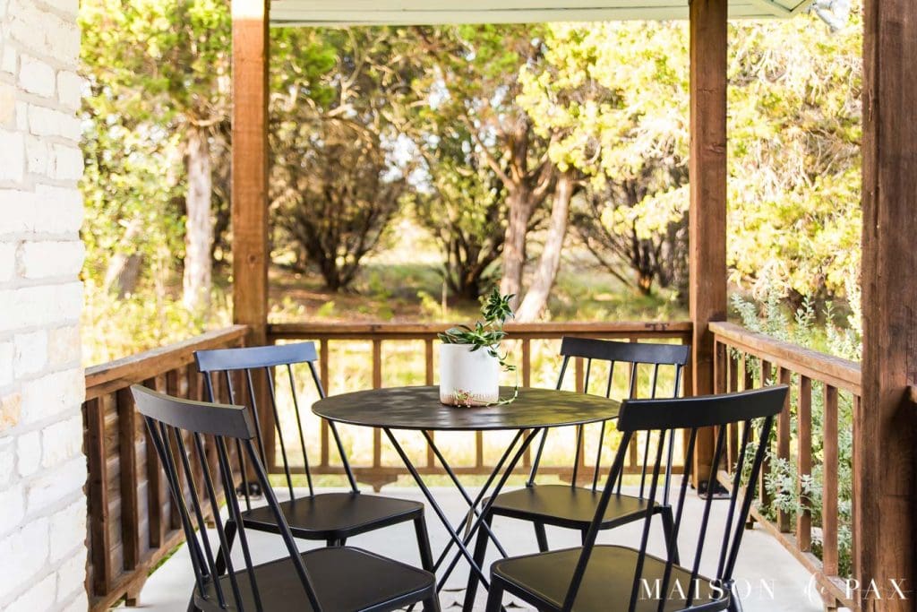 small outdoor dining set on porch