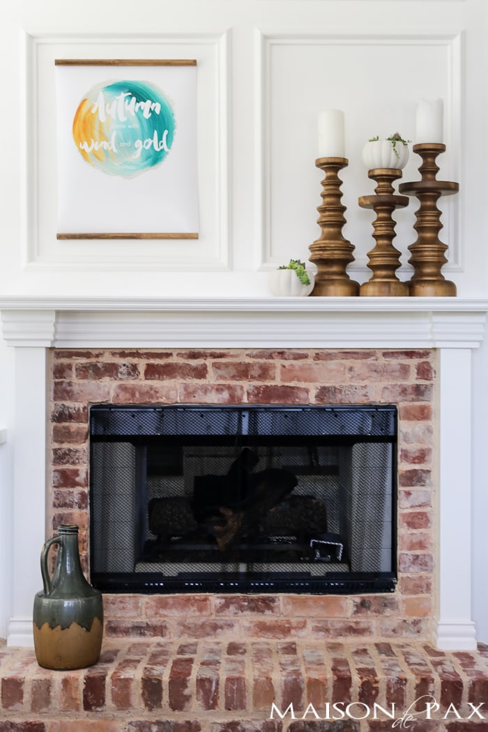 mantel with free fall printable #fallprintable
