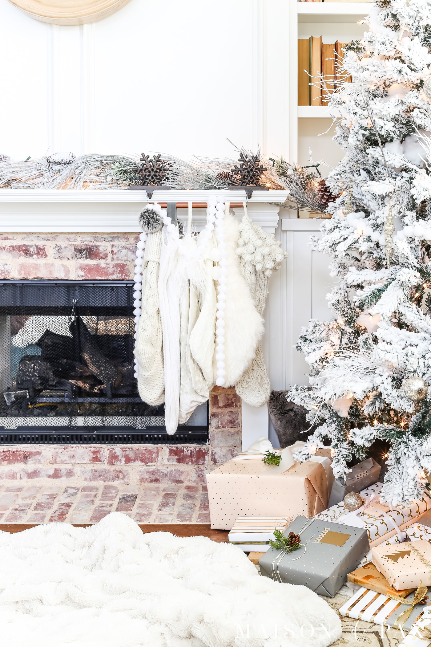 Holiday Fireplace Vignette- Maison de Pax