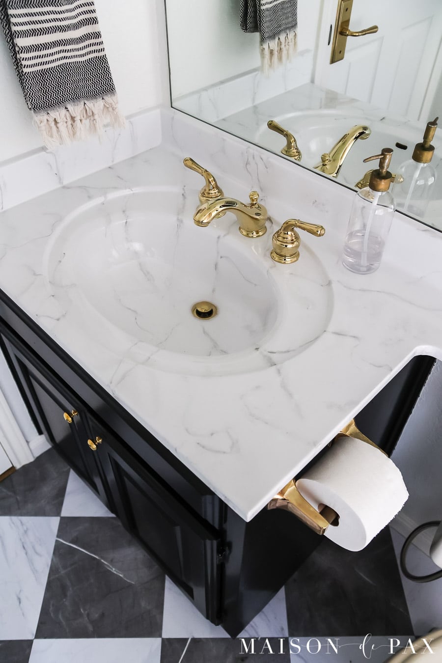 faux marble painted countertops and sink