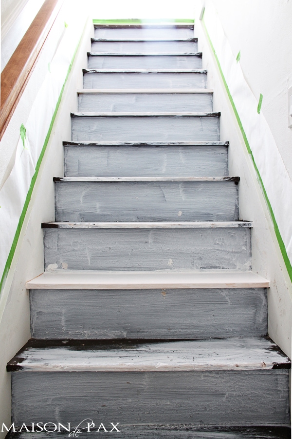 Primed attic stairs- Maison de Pax