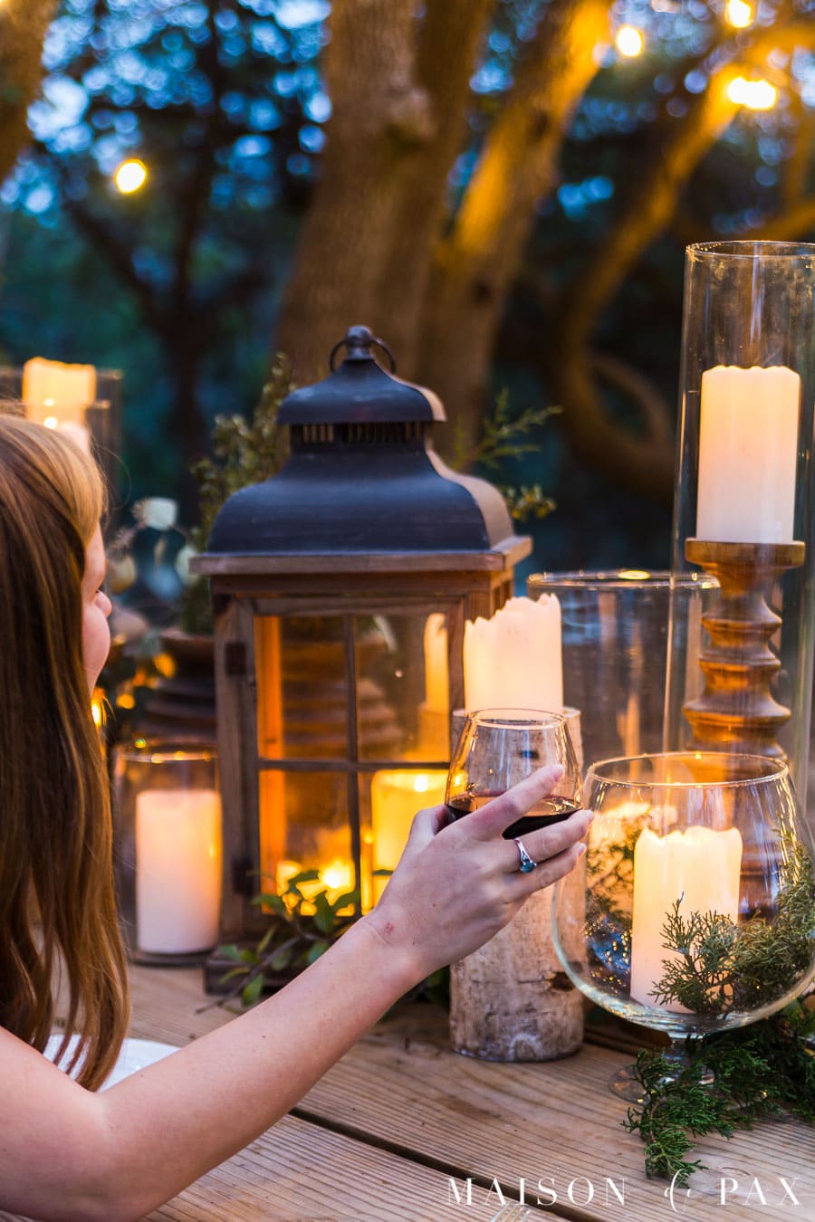 outdoor dinner party under the stars and string lights | maison de pax