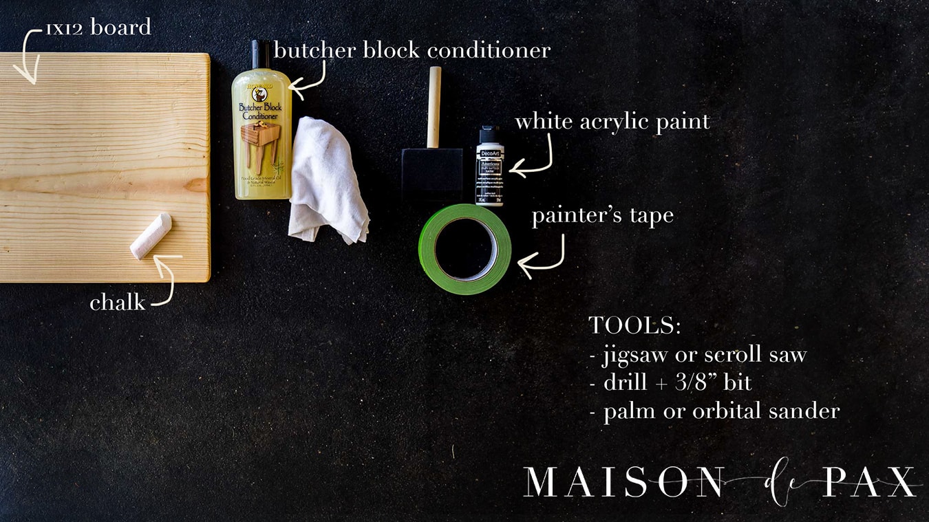 supplies needed to build a diy charcuterie board for modern serving piece | Maison de Pax