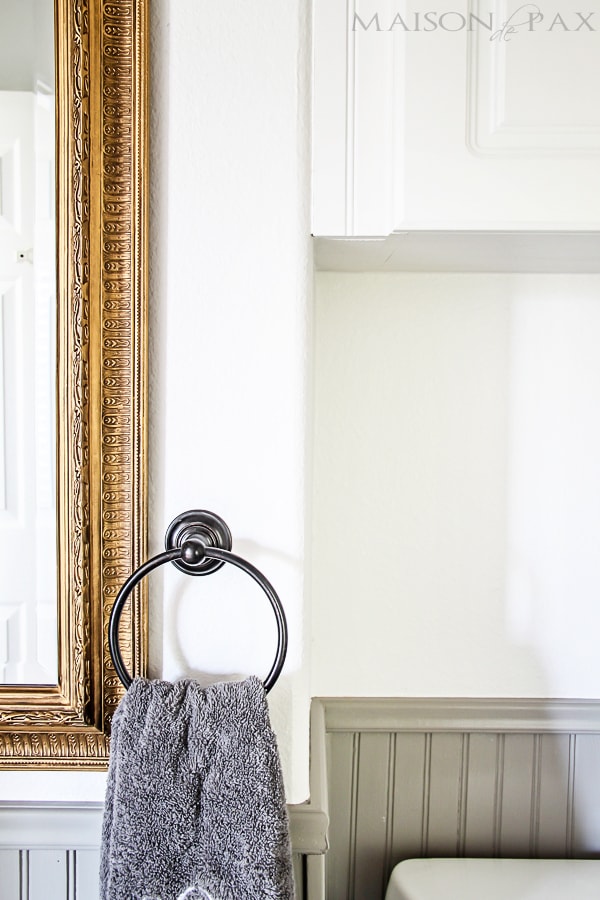I love this warm gray bead board! Tips for painting wainscoting | aiweb9ygdry.cmersite.com
