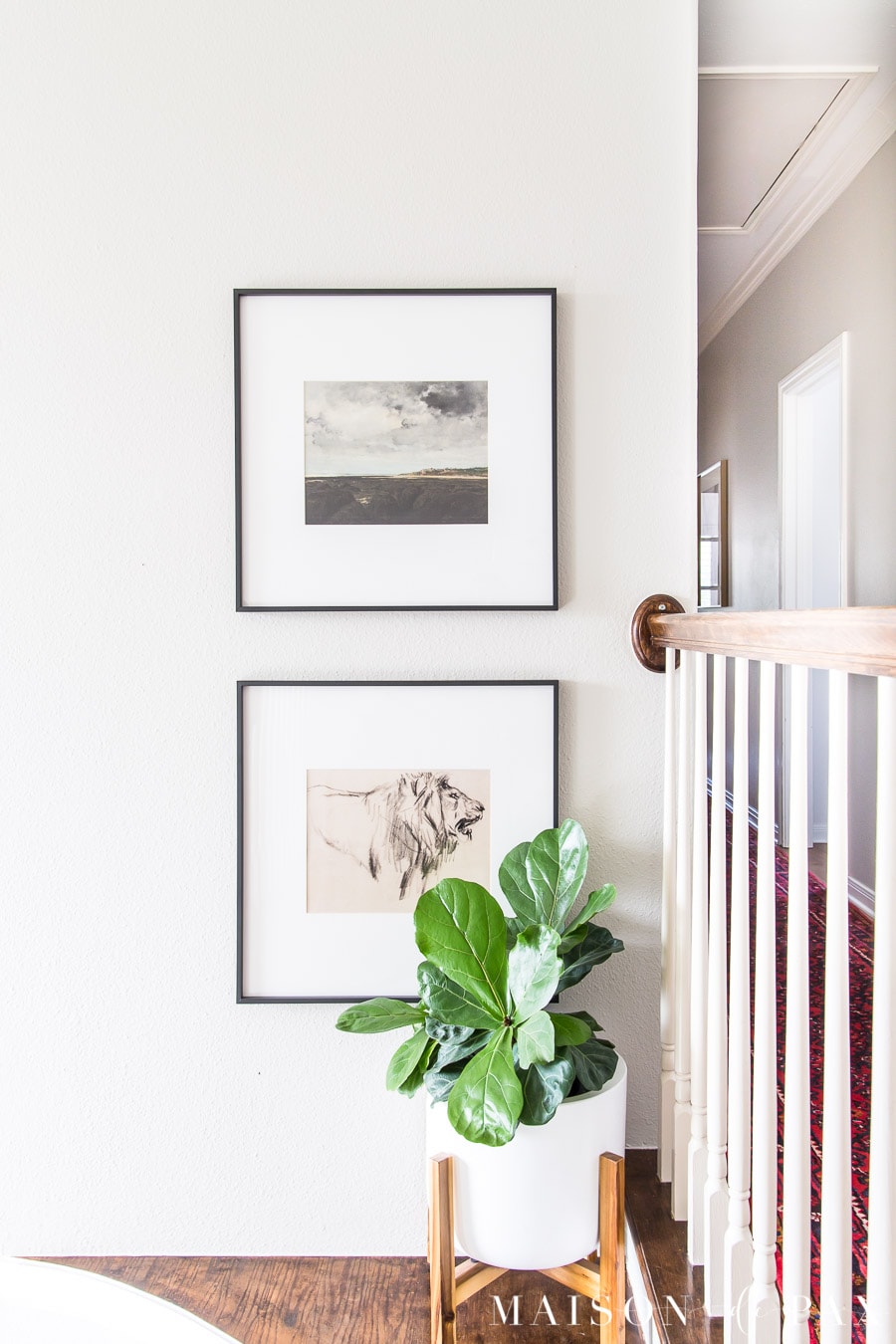 simple black frames with large white mattes and printable vintage art | Maison de Pax
