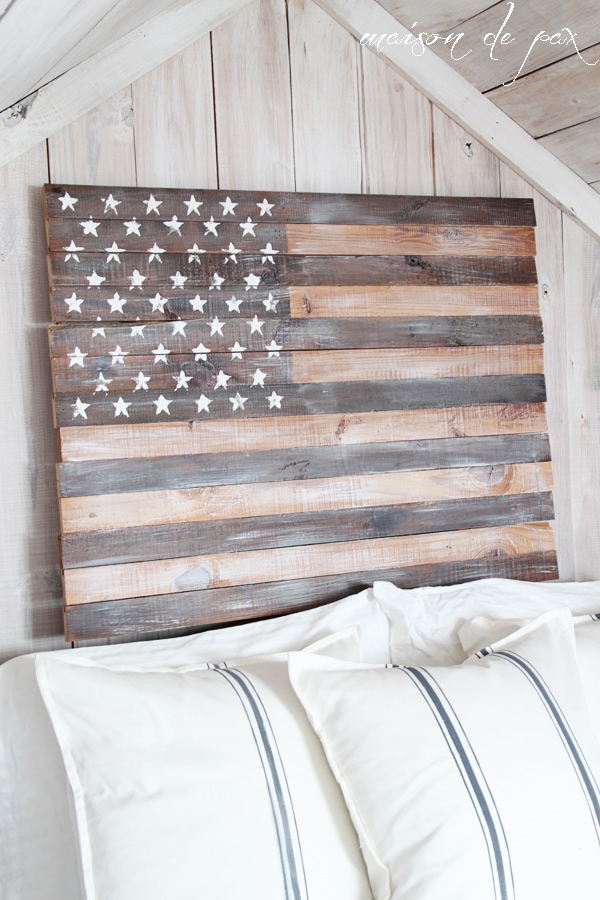 Whitewashed American Flag with stars- Maison de Pax