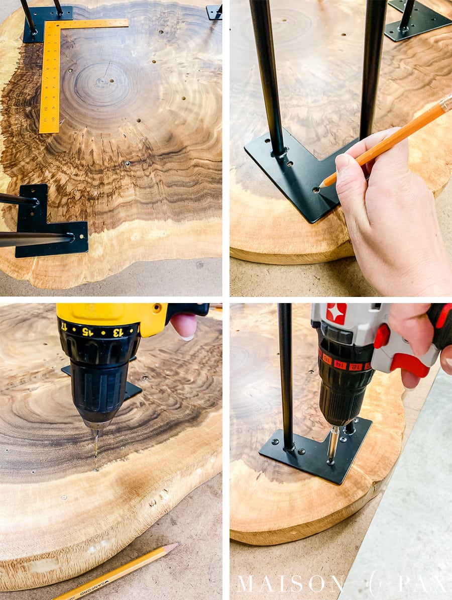 metal hairpin legs, pencil, drill, and screws | Maison de Pax