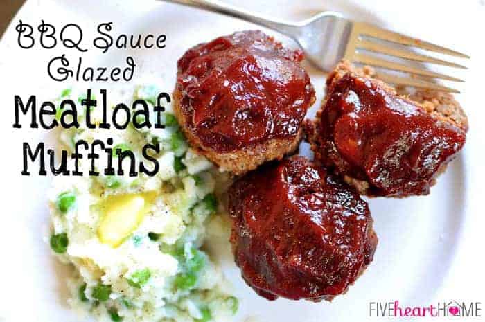 BBQ Sauce Glazed Meatloaf Muffins | {Five Heart Home}