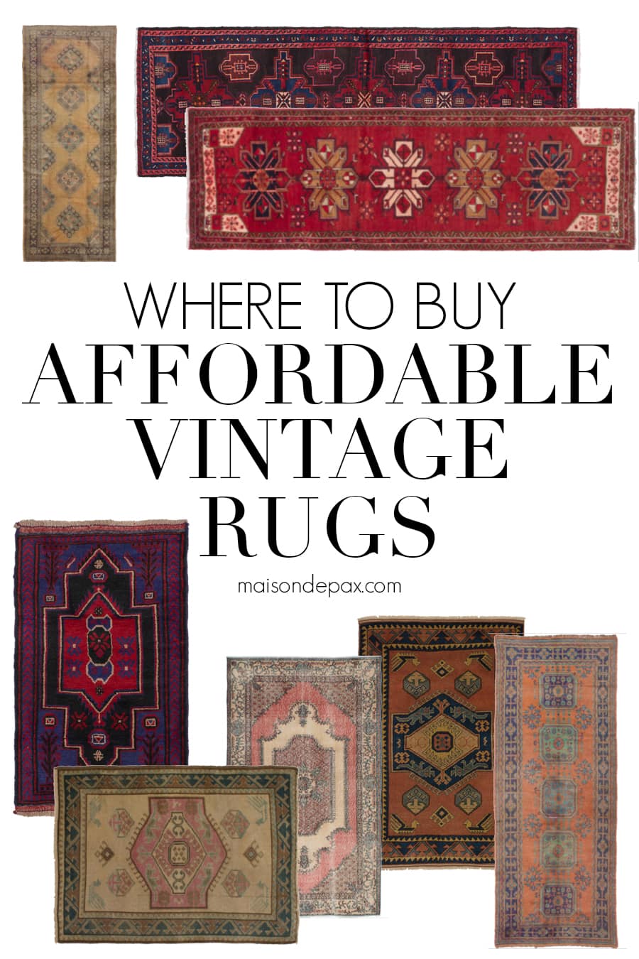 variety of vintage persian and turkish rugs and runners | maison de pax