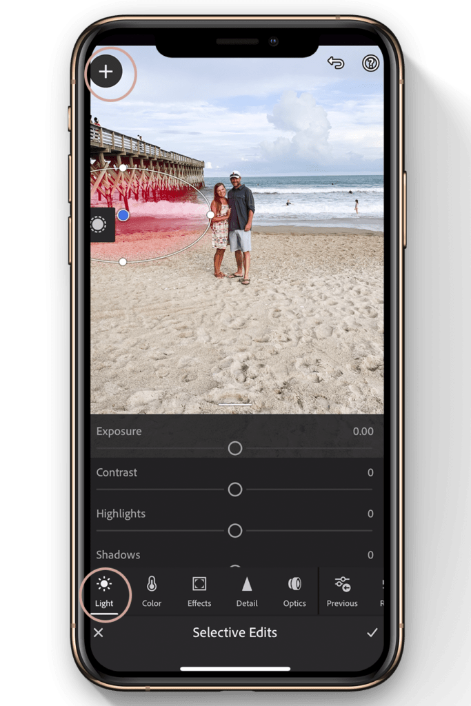 lightroom mobile editing tutorial-how to lighten a portion of image