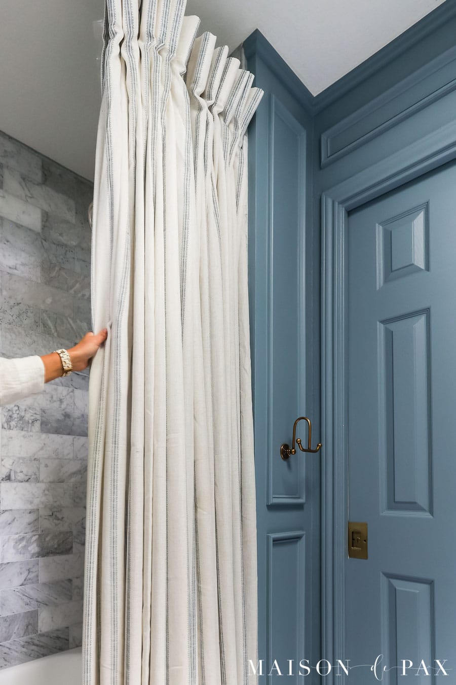 pinch pleat curtains create a full linen shower curtain