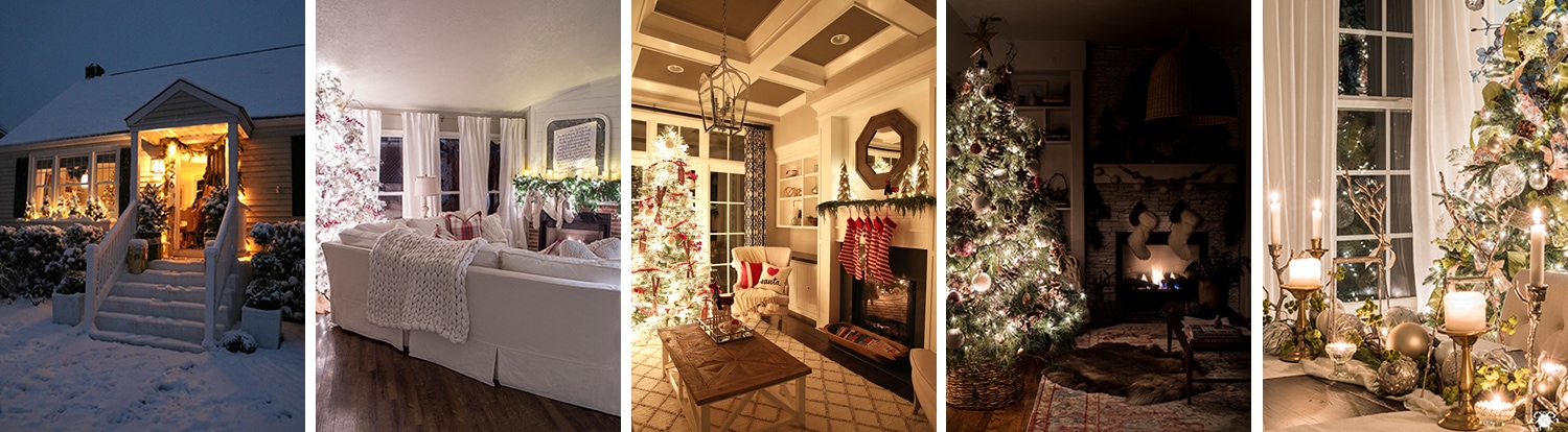 gorgeous Christmas lights at night in these 25+ home tours #christmasnightstour #holidayhometour #christmaslights