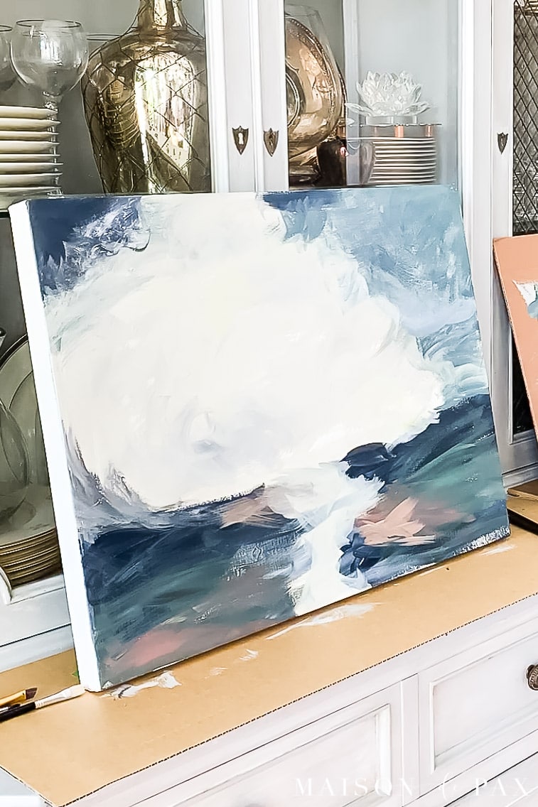 abstract landscape with blues, greens, and dusty rose | Maison de Pax