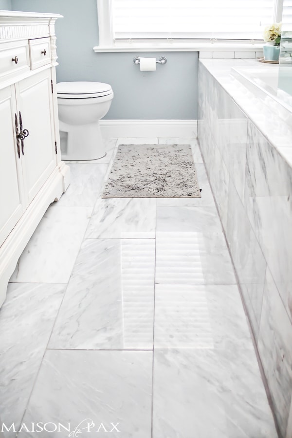 Beautiful Master Bathroom with blue and white decor- Maison de Pax