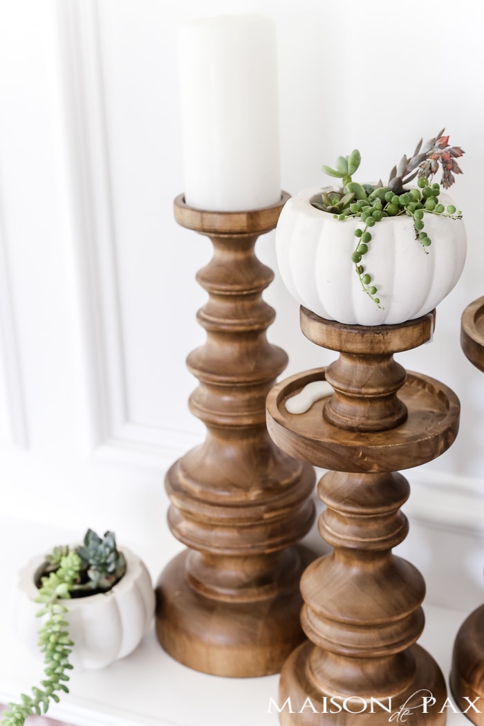 Simple, Neutral Fall Mantel Decor