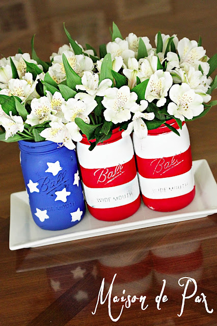American Flag Memorial Day Mason Jars- Maison de Pax