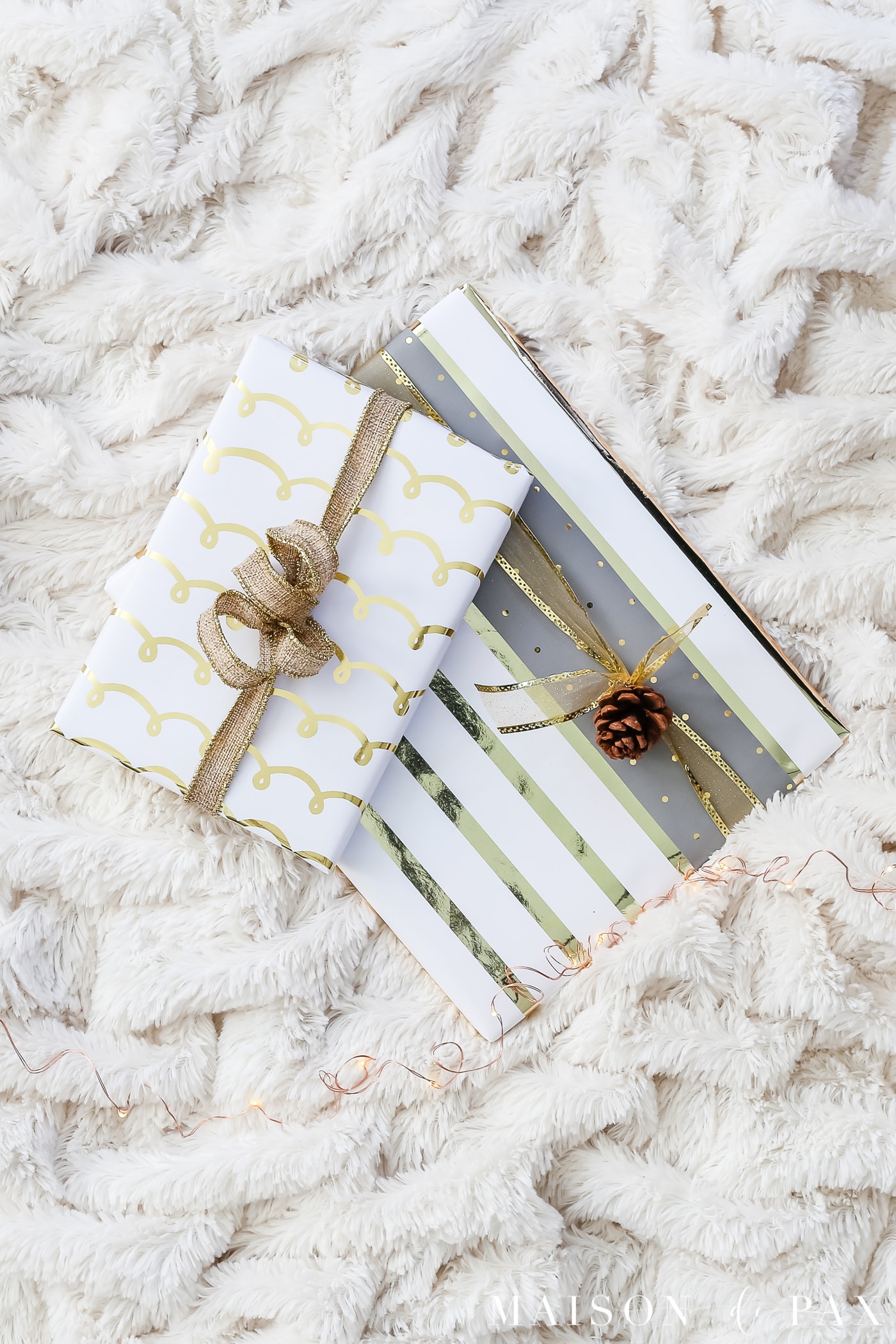 easy gift wrapping ideas: layer complementary papers #christmaspresents #giftwrap