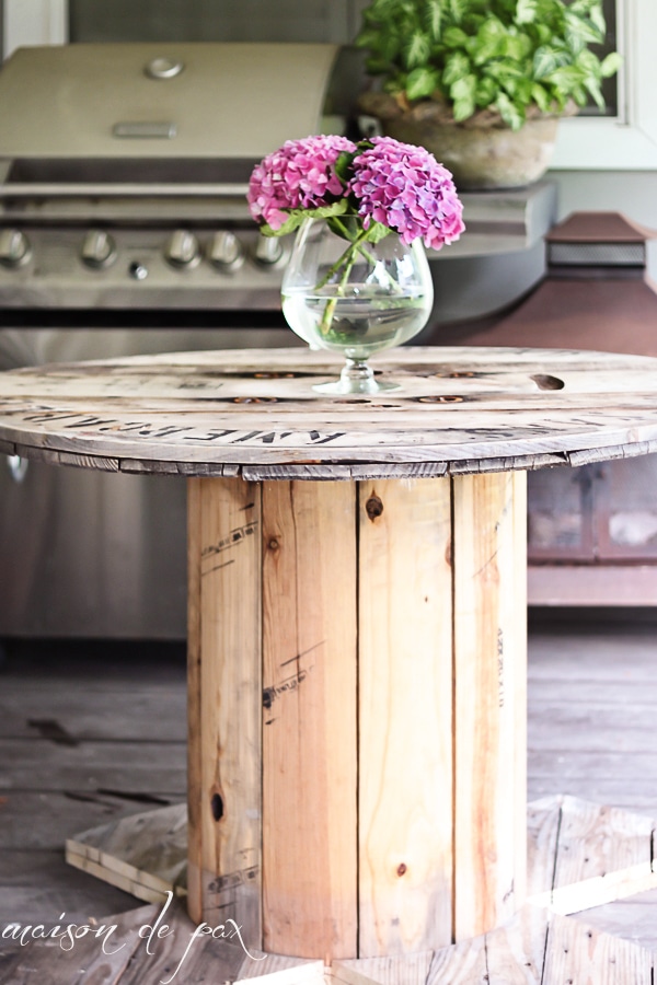 How to make a DIY wooden spool table with DIY tutorial- Maison de Pax