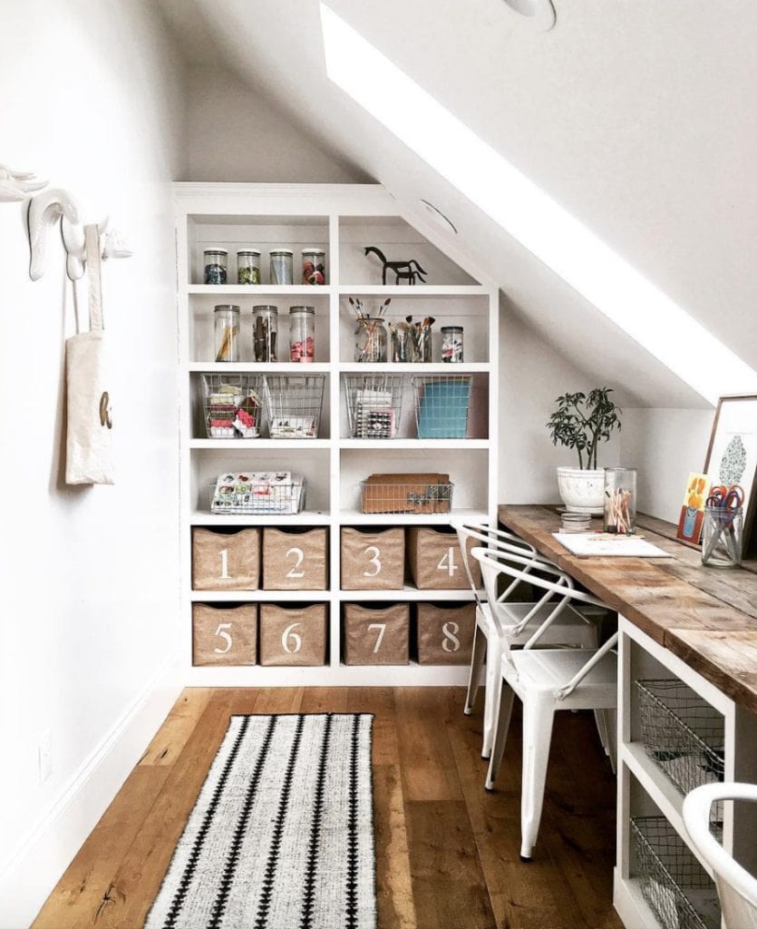 desk under the eaves... Schoolrooms, book nooks, and homework spaces: Find inspiration, design ideas, and organization tips for creating a study or reading space in your home!