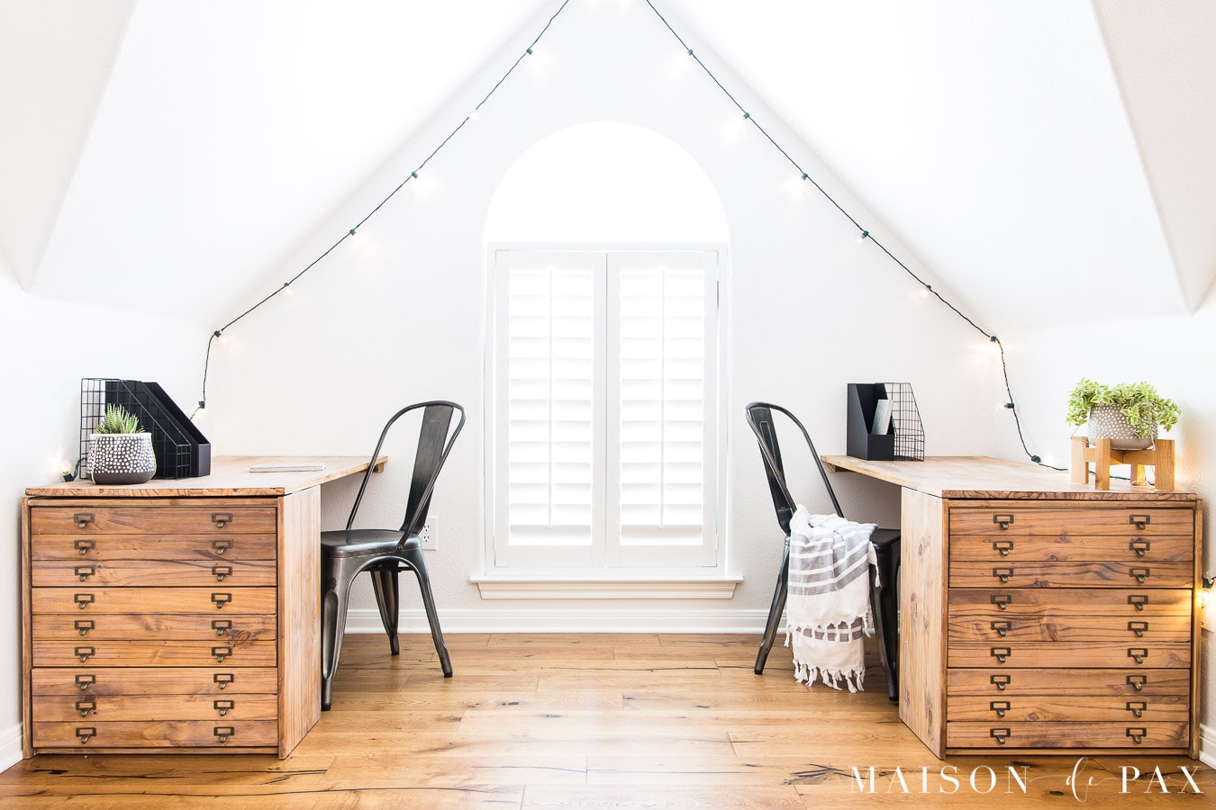 two wooden desks with 9 drawers each and modern farmhouse style | Maison de Pax